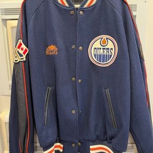 Roots Oilers Leather Trim Melton Jacket Glen Anderson